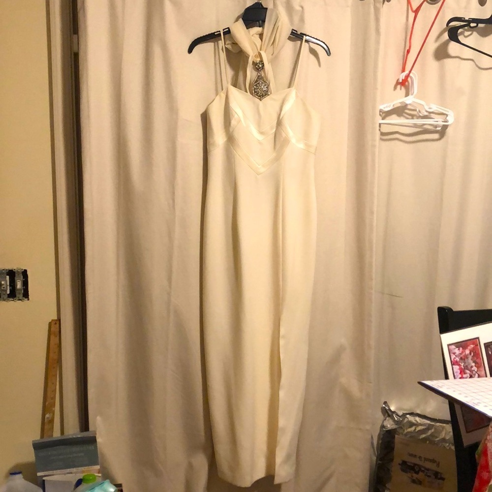 Night Studio New York Cream Evening Gown